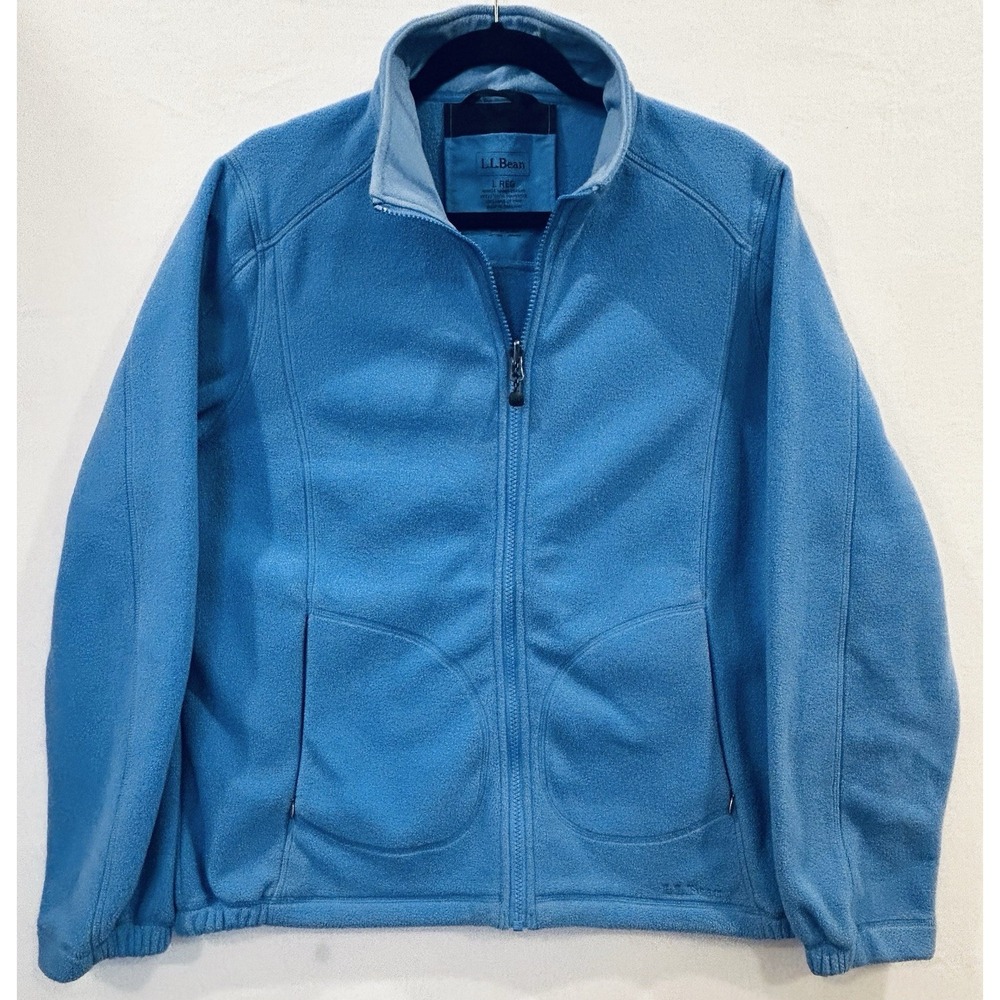 L.L. Bean Jacket Womens Large Blue Fleece Full Zip Pockets Lightweight‎ Outdoors